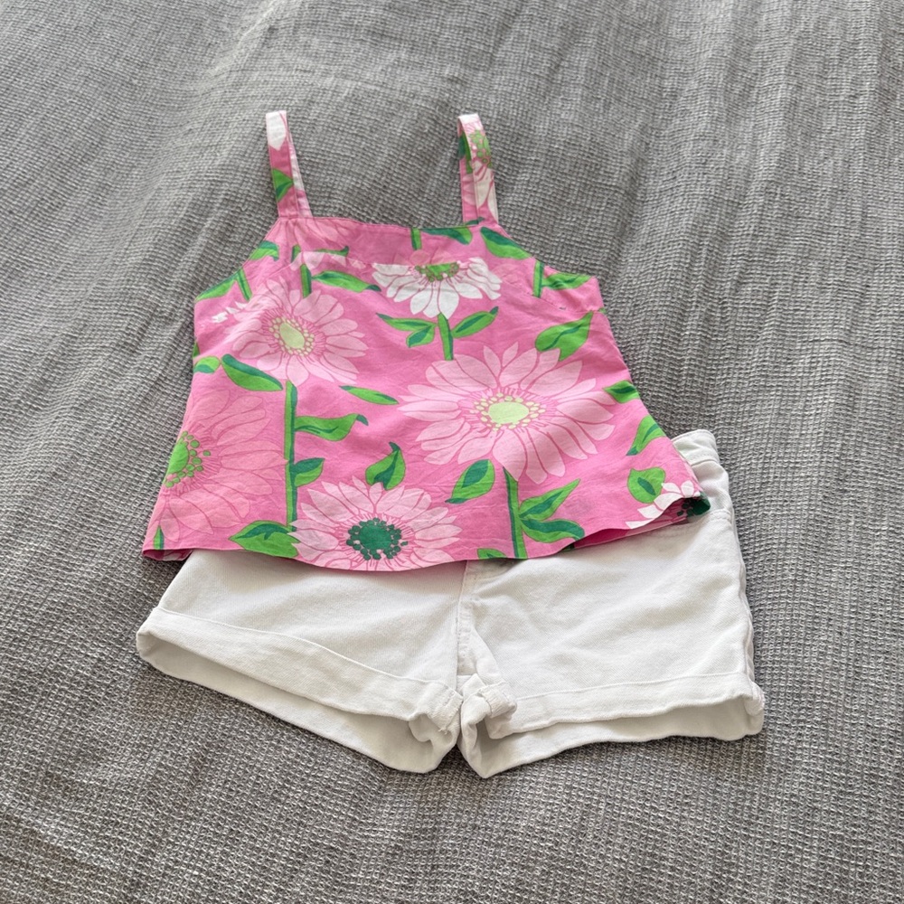 Girls White Shorts and Lilly Pulitzer tank Set